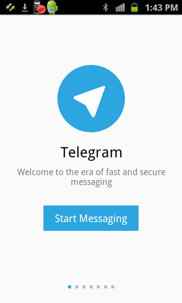 Tap Start Messaging button in Telegram for Android