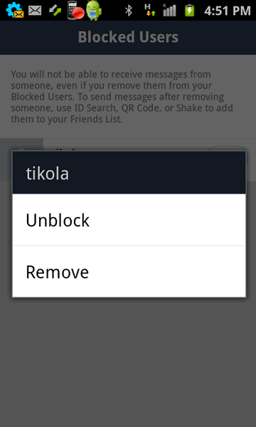 Tap on Unblock to unblock your friend in Line app on Android