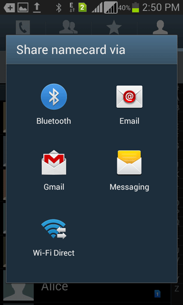 transfer contacts method
