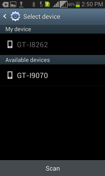 choose the contacts receiving Android device