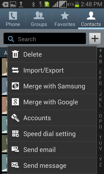 Tap on Import/Export