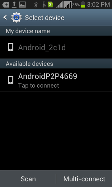 choose device - transfer contacts from Android to Android using Wi-Fi Direct
