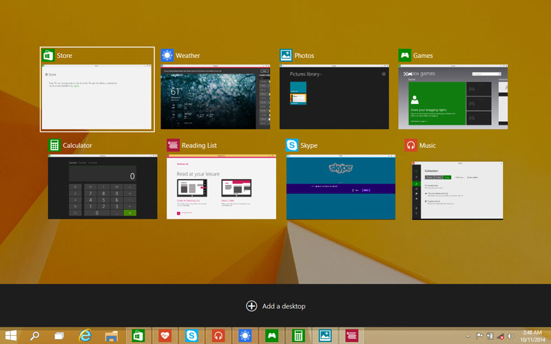 Switch between multiple desktops and apps using Task view feature in Windows 10