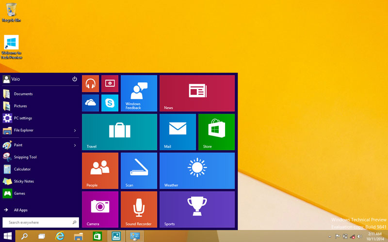 Windows 10 Start menu feature