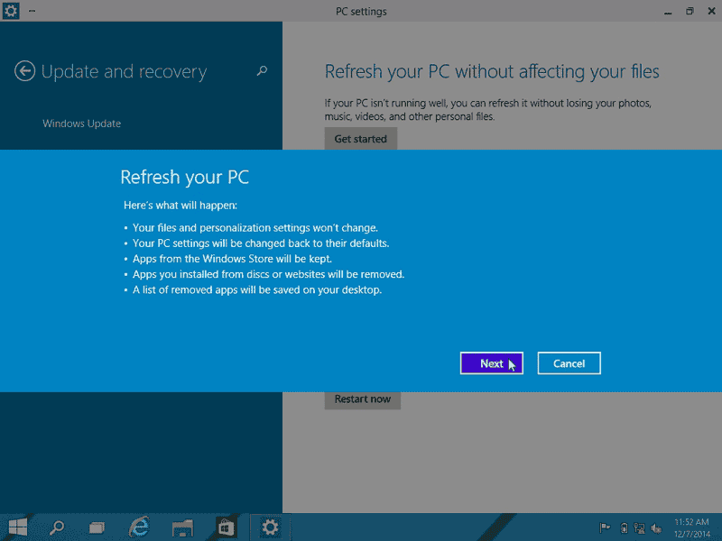 Click Next - How to refresh Windows 10