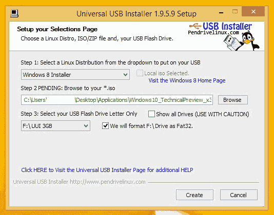 Select the USB flash drive
