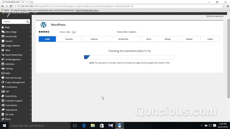 WP Installation Progress WP Installation Progress