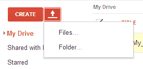 Upload button in Google Drive